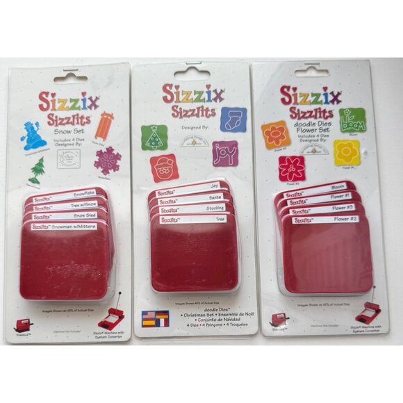 Sizzix Other - 3 Sizzix Sizzlits Christmas Snow Flower 4 Pack Dies  9620 9701 9626 Scrapbooking